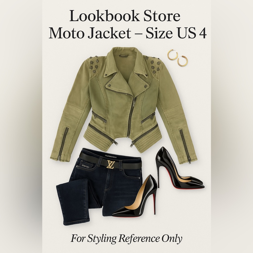 🔥 Lookbook Store Olive Moto Jacket – Size US 4